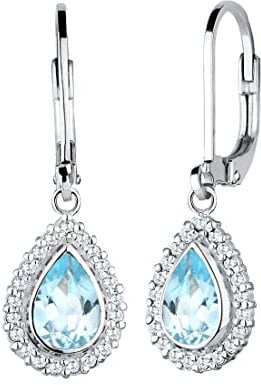 Elli Ohrringe Damen Tropfen Festlich Elegant mit Zirkonia Kristalle und Topas Edelstein Blau in 925 Sterling Silber