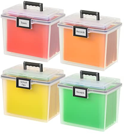 Iris Ohyama Caja de archivos, transparente con asa, letra