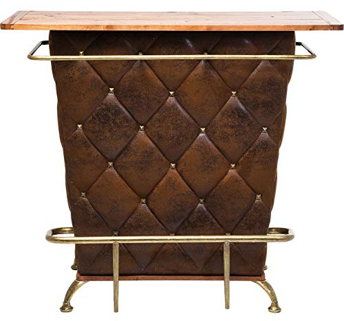 Kare Design Bar Lady Rock, braun/gold, Vintage, Bartisch, Bartresen, Stauraum, Flaschenhalterungen, 104x120x48cm (H/B/T)