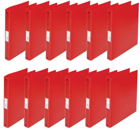 Q-Connect KF02907 Ringbuch / 12 Stück/ A4 4-Ring 25 mm/Farbe: Rot Transparent/aus Starkem Transluzente PP-Folie / 31 mm Rücken/Ringhefter Plastik/Ringordner Schmal Dünne Ordner