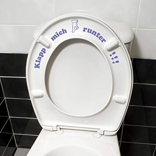 WANDKINGS Toilettenaufkleber Klapp Mich runter!!! 16 x 32 cm - Lavendel - 35 Farben zur Wahl