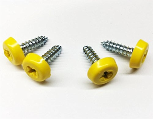Replacement Number Plate Fitting Kit 4 Yellow Oversized Screws with Caps Covers