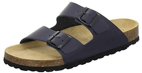 AFS-Schuhe - Comode ciabatte da uomo, 3100, in pelle, da casa e da lavoro, prodotte in Germania, Blu (blu navy), 40 EU