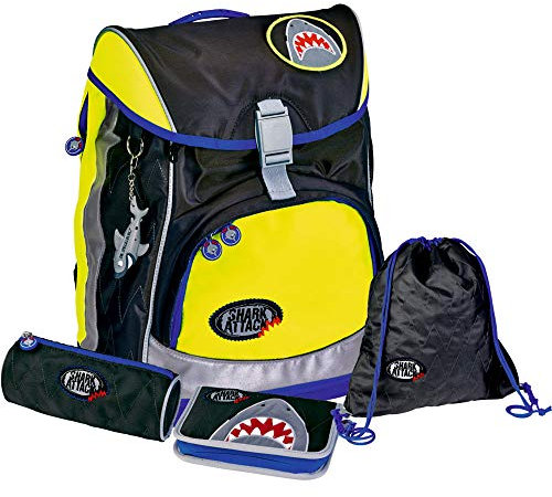 Schulrucksackset Flex Style Fun - Shark Attack, fluor.