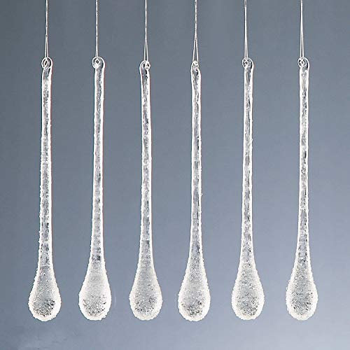 Premier Decorations Christmas Tree Hanging Ornament 6 Pack Frosted Drops Clear/Frosted Glass Modern/Icy Christmas Occasion