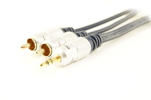 Ex-Pro® - ProAV OFC Gold - Metal Audio Stereo Cable 3.5mm Plug to 2 x RCA Phono - 20m [2000cm]