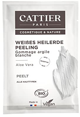 Cattier Heilerde Peeling, mit weißer Heilerde und Aloe Vera, Naturkosmetik, 4 x 13 ml