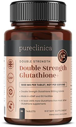 Glutathione 1000mg - 60 Tablets (1-a-Day) by Pureclinica | High Strength with 500mg Glutathione, 300mg Alpha Lipoic Acid & 200mg Vitamin C per Tablet | Antioxidant & Detox Support