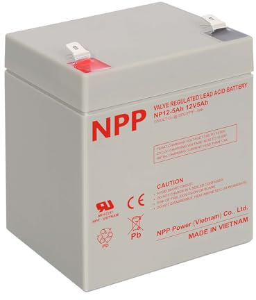 NPP Batterie SLA rechargeable 6-FM-5 12 V 5 Ah Produits d'usine, batterie de rechange 20 heures 5 Ah pour système de sécurité d'alarme domestique, ouvre-porte de garage, éclairage d'urgence