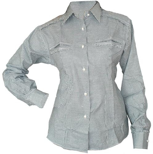 German Wear Damen Trachtenbluse Bluse für Trachten Lederhose Trachtenmode karo, Grün, 2XL/44