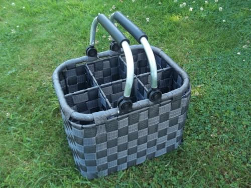 SHIMOMURA Flaschenkorb, Metall und Nylon für 6 Flaschen, Grau, Rechteckig, Industriell