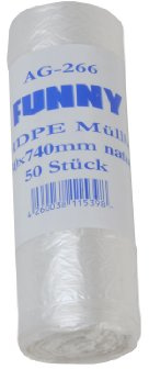 Funny HDPE Müllbeutel, 630 x 740 mm - extra, transparent, circa 60 L, für leichte Abfälle, 40er Pack (40 x 50 Stück)