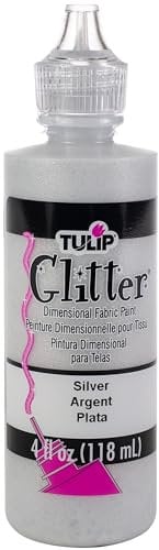 Tulip Glitter Pintura de tela dimensional, Plata, 118 ml