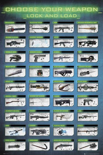 Gaming - Choose Your Weapon - Waffen - Games Poster Fun - Grösse 61x91,5 cm + 2 St Posterleisten Kunststoff 62 cm transparent