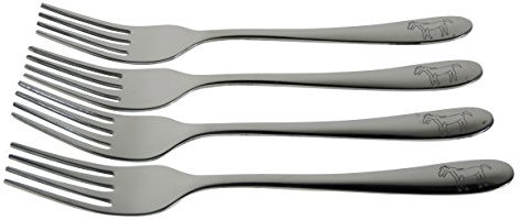 4 Kindergabeln/Gabeln für Kinder aus Chromstahl Motiv : Pferd