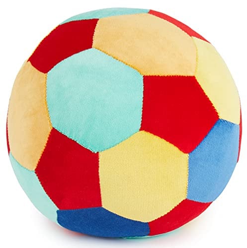 Bieco Softball Baby Rassel | Ø 25 cm | Stoffball Baby mit Rassel | Plüschball | Greifball für Babys | Rasselball zum Greifen | Baby Ball | Knautschball | Regenbogenball Rassel Baby | Spielball Baby