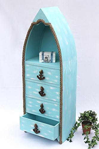 DanDiBo Boot Kommode 412-BL 117cm Badregal Blau Shabby Schrank Badschrank Badmöbel Regal