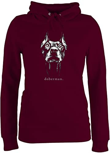 Pullover Damen Hoodie Frauen - Geschenk für Hundebesitzer - Doberman - L - Burgundrot - Kapuzenpullover hundepullover sprüchen Hund Kapuzenpulli Hunde haustierhoodie Pulli hundesprüchen