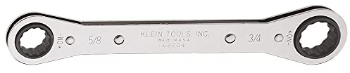 Klein Tools 68204 Ratschenschlüssel 5/8 Zoll x 3/4 Zoll mit Umkehrratsche und verchromter Oberfläche