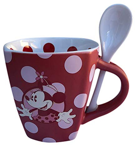 Disney Park Minnie Mouse Red Polka Dot Mug w Spoon