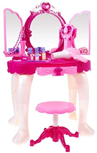 Ultimar Frisiertisch Schminkkommode Schminktisch Schminkstudio Kinderschminktisch Set mit Spiegel und Hocker
