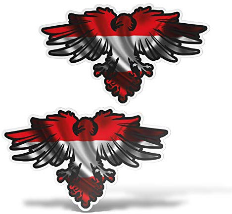 erreinge Aufkleber X2 Österreich Eagle-Shaped Adhesive PVC für Abziehbild Tapete Auto Moto Helm Camper Laptop - 10 cm