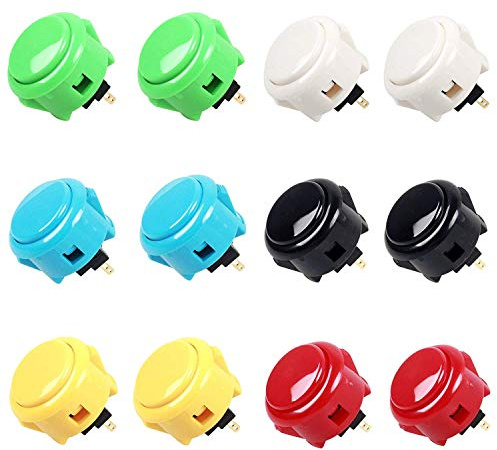 Sanwa S@NWA Lot de 12 boutons poussoirs originaux OBSF-30 30 mm pour jeux vidéo Arcade Jamma et console de jeux d'arcade