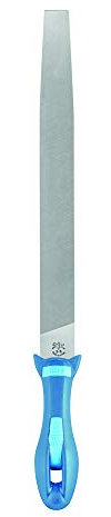 PFERD Werkstattfeile Flachspitz, 300mm, rechteckige, spitz zulaufende Feile, Kreuzhieb H3 auf vier Seiten, inkl. Ergonomie-Feilenheft, 11216308 – für die Feinbearbeitung und zum Schlichten geeignet