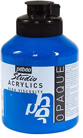 Pebeo Studio - Pintura acrílica (500 ml), color azul cian