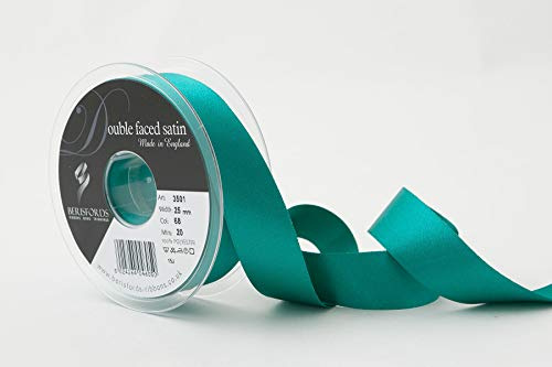 Berisfords Double FACE Poly Satin Ribbon, Jade, 25 mm