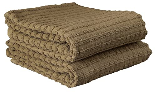 Ritz Royale Collection 100% Combed Terry Cotton, Highly Absorbent, Oversized, Kitchen Towel Set, 28 x 18, 2-Pack, Solid Mocha Brown