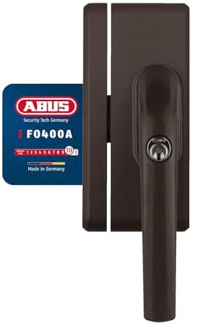 ABUS Fenstergriff-Schloss FO400A AL0145 - Fenstergriffsicherung mit Zusatzschloss und Alarmfunktion, gleichschließend - ABUS-Sicherheitslevel 10 - 33276 - Braun