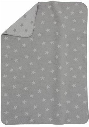 Alvi Baumwolldecke Kuscheldecke Babydecke Schmusedecke 75x100 Sterne grau