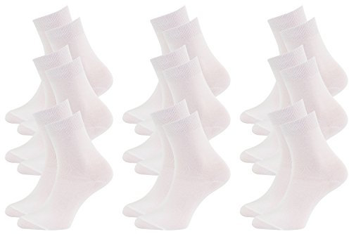 Rainbow Socks - Femme Homme Chausettes Midi en Bambou - 9 Paire - Blanc - Taille 39-41