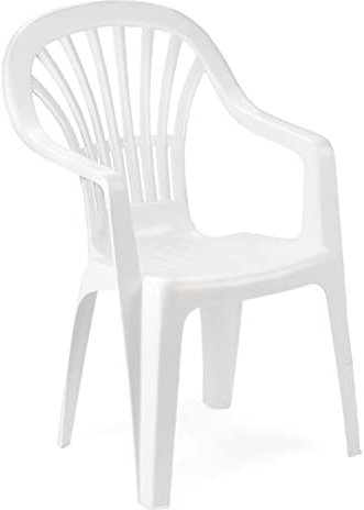 Monobloc stapelbarer Stuhl mit hoher Rückenlehne, Made in Italy, 55 x 56 x 89 cm, weiße Farbe
