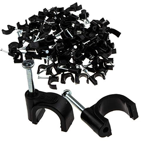 Runde Schwarz 8 mm Kabel Clips Sichern Befestigungen Kabel [100 Stück] [8mm]