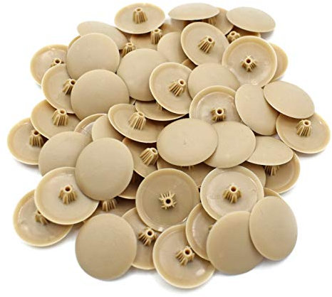 Snap-On Two Piece Bifix Cover Caps to Use with Phillips Ph2 & Pozidrive Pz2 Pozi Screws - Pack of 50 Biffix Covers : Beige