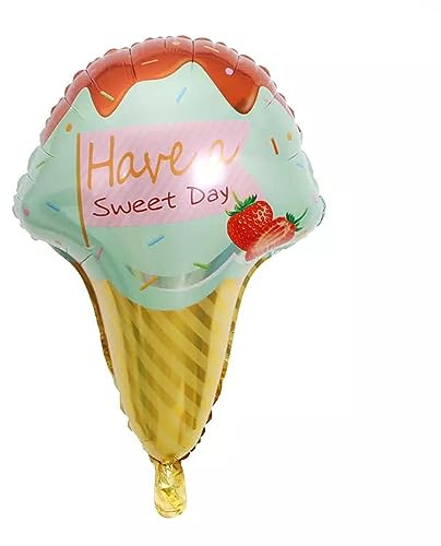 Folienballon Motiv Food, Eis Waffel - Have a sweet day, ca. 69 x 47 cm - Party Luftballon Deko Dekoration JGA Helium Heliumballon XXL Ballon Geburtstag Essen Süßigkeit Fast Food Imbiss Hochzeit Eis