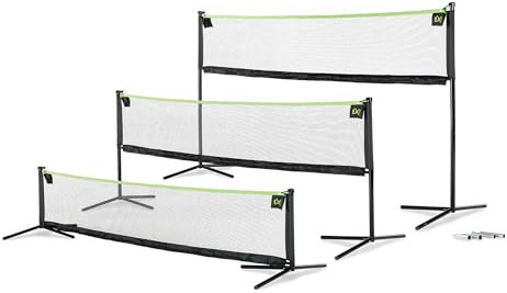 EXIT Toys Verstellbares Sportnetz für Garten - 300cm - Outdoor Spiele: Netz für Volleybal, Badminton, Tennis - Einfache Montage - In 3 Höhen Verstellbar - Mit Tragetasche und Verankerung - Schwarz