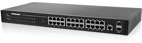 Intellinet 24-Port Web-Managed Gigabit Ethernet Switch, 2 SFP Ports, Black