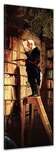 Bilderdepot24 Bild auf Leinwand | Carl Spitzweg Der Bücherwurm in 40x120 cm als Wandbild | Wand-deko Dekoration Wohnung alte Meister | 180121-40x120