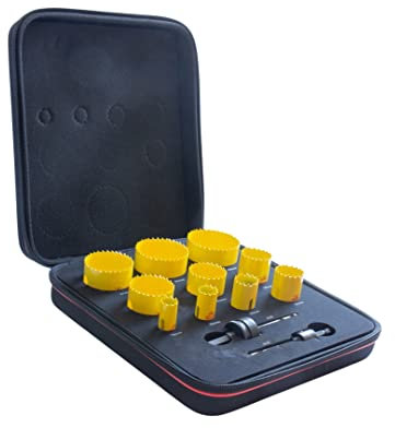 Starrett Klempner Lochsägen-Kit - 10-teiliges Tiefschnitt-Lochsägen-Set mit 2x Dornen - KDC10022