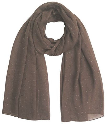 Lina & Lily Damen Schal mit Glitzert (Braun)
