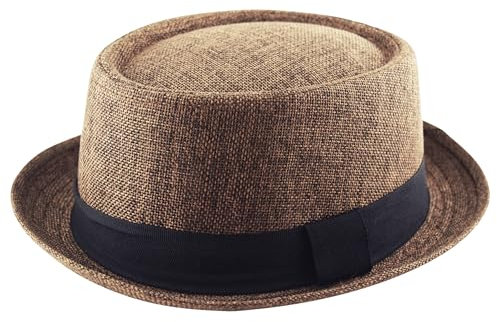 Adult Pork Pie Trilby Fedora Jute Hessian Hat Band Unisex (Breaking Bad Heisenberg Style) Brown (58 cm)