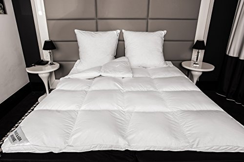 MH HS65 MATRATZENAUFLAGE MATRATZEN Topper Auflage 90x200cm - Ca. 3300 Gr. 90% Federn - DAUNEN Decke 100% Natur