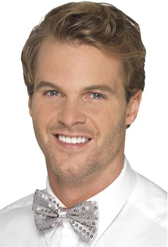 Smiffys Unisex Pailletten Fliege, One Size, Silber, 44706