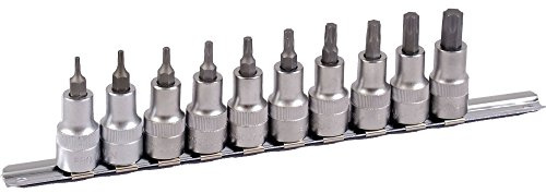 Projahn 1/2 Zoll Bit Stecknuss Satz auf Schiene 10-teilig TX 4236