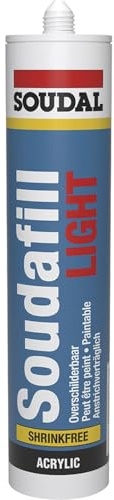 Soudal Fugenfüller Soudafill light Fugenmasse zum Reparieren & Auffüllen von Rissen und Bohrlöchern, 310ml weiß