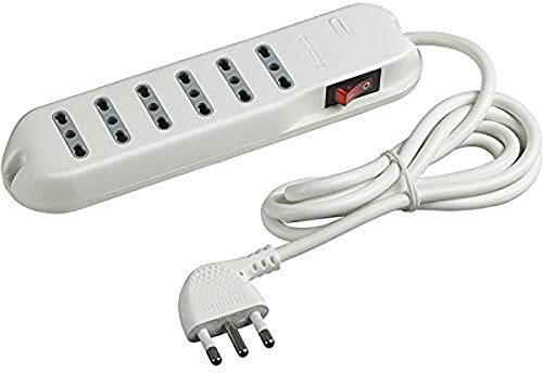 BTicino 3631DB Ciabatta Multipresa a 6 Uscite Bipasso con Interruttore Luminoso, 3500 W, 250 V, Bianco