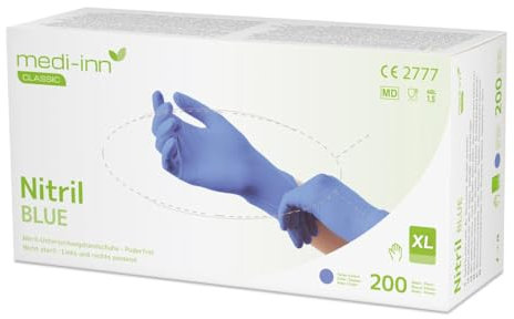 Medi-Inn Nitril blue Einmalhandschuhe Big Box puderfrei blau (200 Stück, Größe XL)